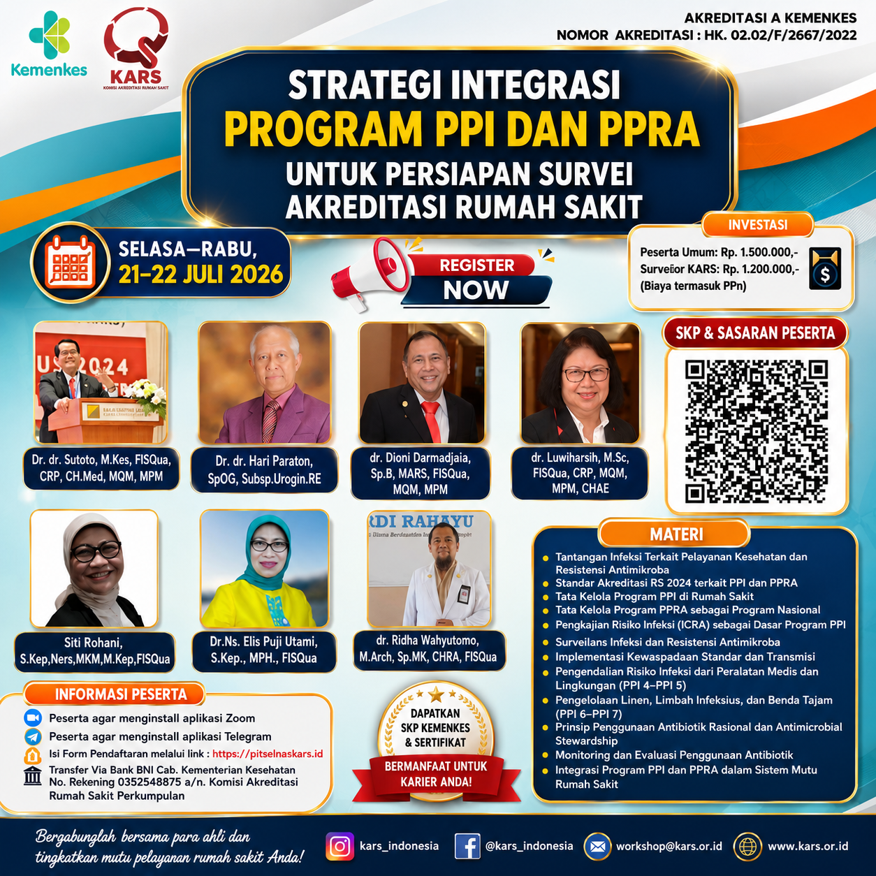 Webinar Nasional Strategi Integrasi Program PPI dan PPRA untuk Persiapan Survei Akreditasi Rumah Sakit