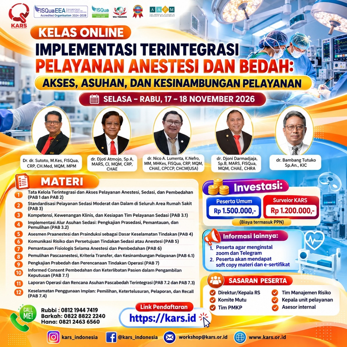 Kelas Online Implementasi Terintegrasi Pelayanan Anestesi dan Bedah Akses, Asuhan, dan Kesinambungan Pelayanan